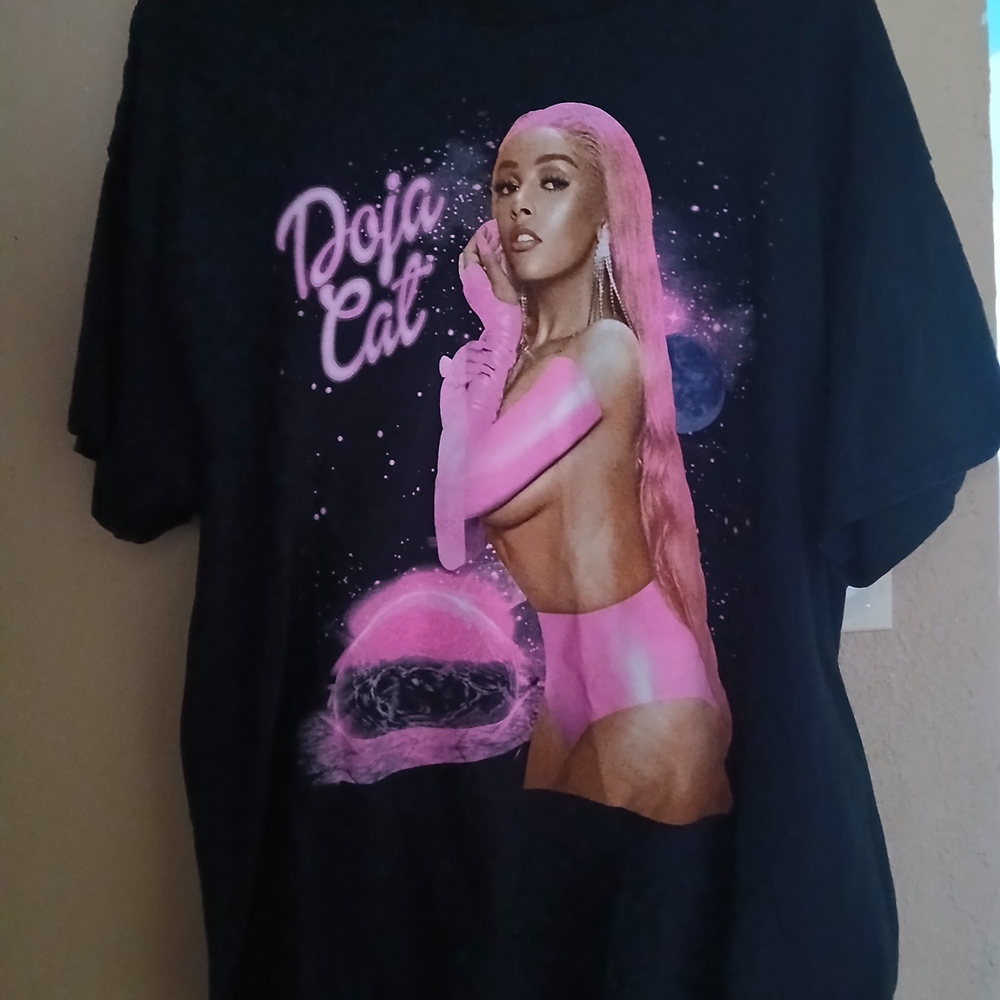 Doja Cat Black Tee with Pink Graphic